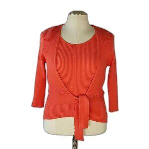 Y2K August Silk / Silk Blend 2-Piece Cami & Front Tie Top Knit Ribbed SZ Large
